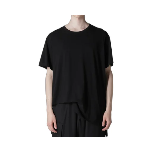 Cotton Cashmere Jersey Designed Collar Round Neck Short S