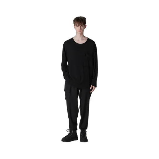 Cotton Angora Plating Jersey Chest Pkt Long Slv T