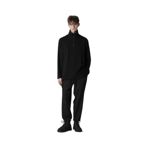 30/-Cotton Single Jersey Padded Collar Half Zip Long S