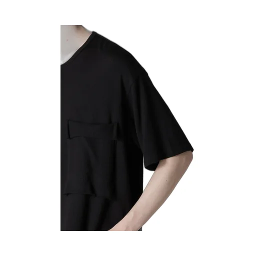 Cotton Angora Plating Jersey Chest Pkt Short Slv T