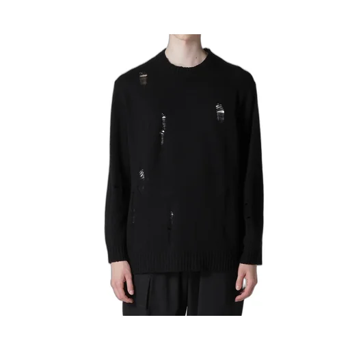 Plain Stitch Crashed Round Neck Pullover