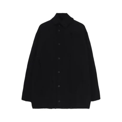 Plain Stitch Crashed High Neck Cardigan