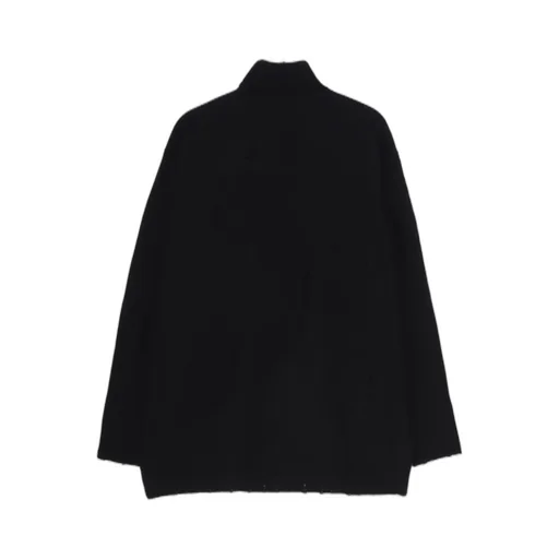 Plain Stitch Crashed High Neck Cardigan