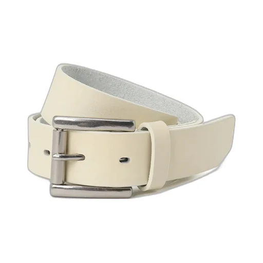 White Leather 30Mm Plain Belt