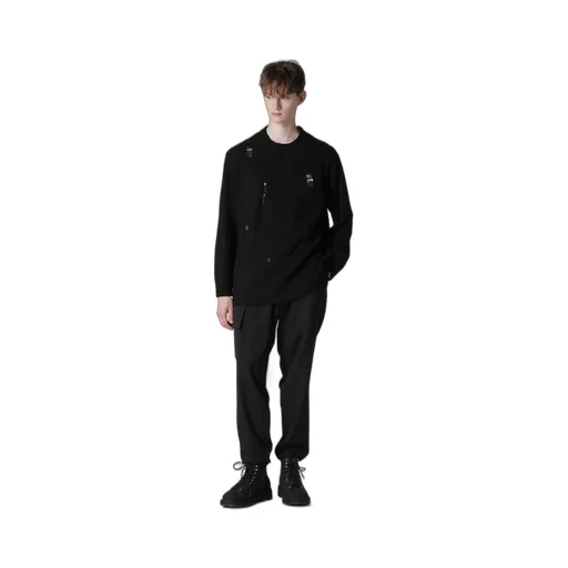 Plain Stitch Crashed Round Neck Pullover