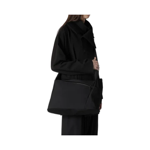Wool Gabardine/Ny Oblique Zipper Shoulder Bag