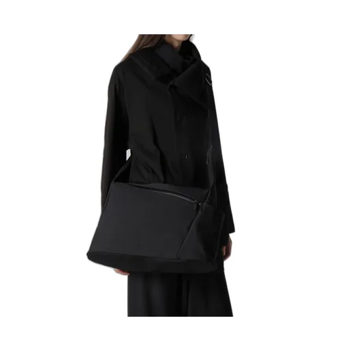 Wool Gabardine/Ny Oblique Zipper Shoulder Bag