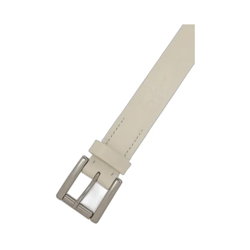 White Leather 30Mm Plain Belt