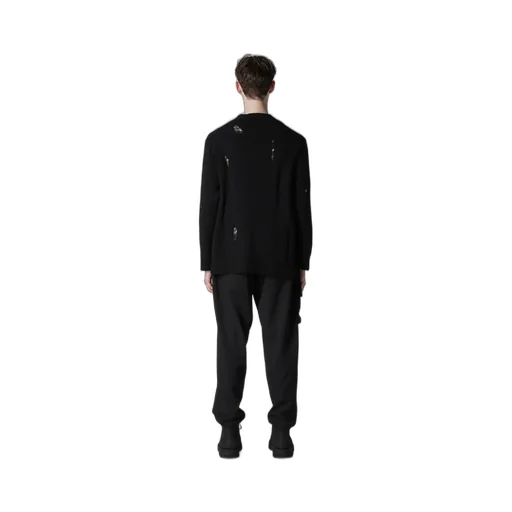 Plain Stitch Crashed Round Neck Pullover