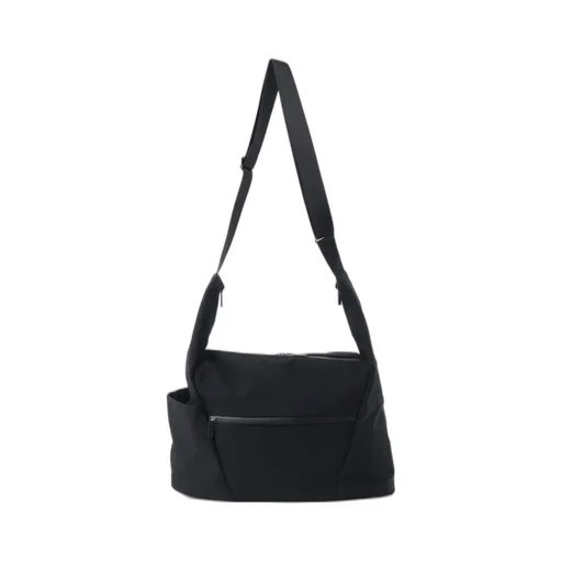 Wool Gabardine/Ny Oblique Zipper Shoulder Bag