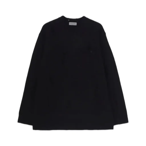 Plain Stitch Crashed Round Neck Pullover