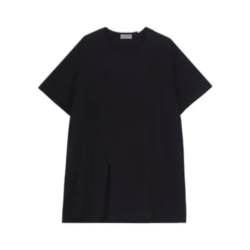 Wool Mix Single Jersey Slit Round Neck T