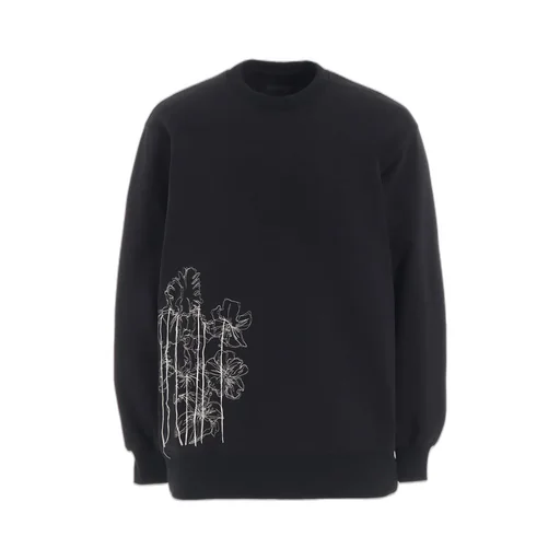French Terry Flower Embroidery Pullover