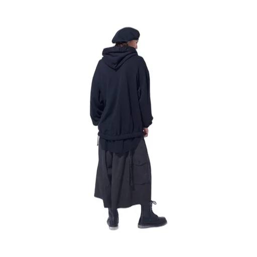 Twill Terry Mix Oversized Lace-Up Hoodie