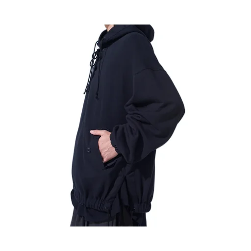 Twill Terry Mix Oversized Lace-Up Hoodie