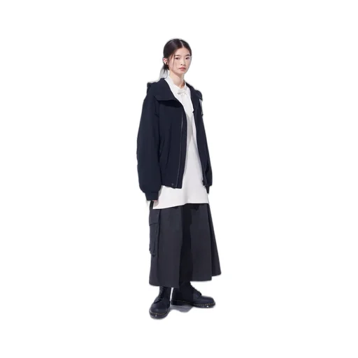 Twill Terry Mix Zip-Up Hoodie With Utility Sleeve Pocket