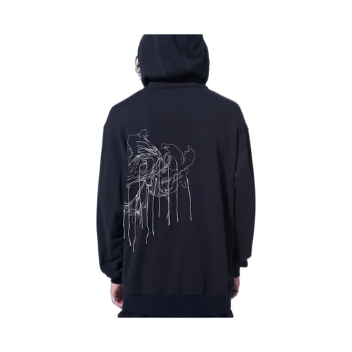 French Terry Flower Embroidery Zip-Up Hoodie