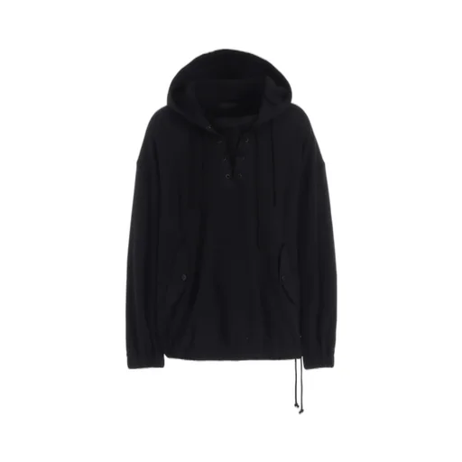 Twill Terry Mix Oversized Lace-Up Hoodie