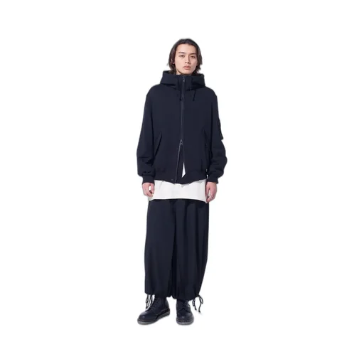 Twill Terry Mix Zip-Up Hoodie With Utility Sleeve Pocket