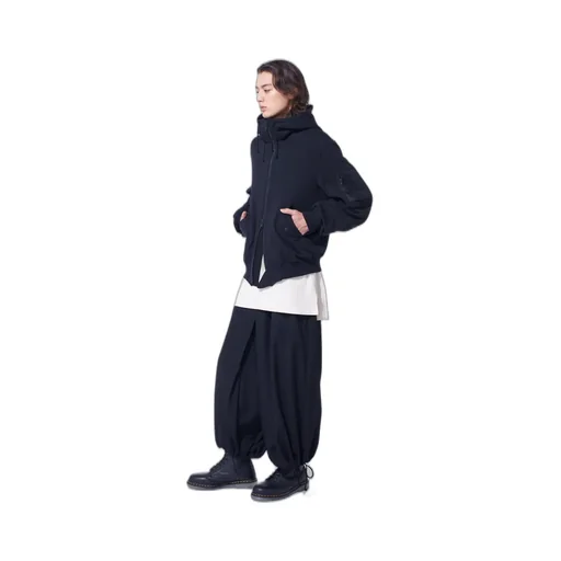 Twill Terry Mix Zip-Up Hoodie With Utility Sleeve Pocket