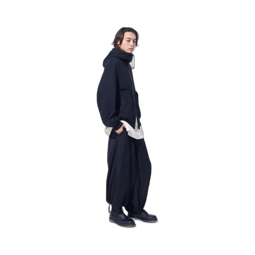 Twill Terry Mix Zip-Up Hoodie With Utility Sleeve Pocket
