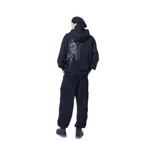French Terry Flower Embroidery Zip-Up Hoodie