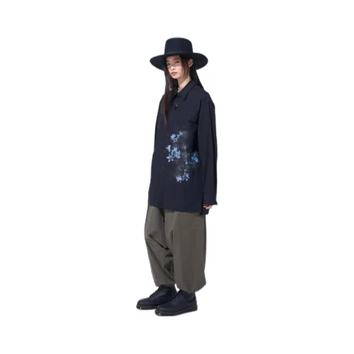 Poisonous Flower Print Single Seam Pocket Shirt