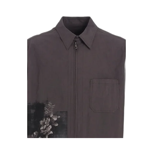 Poisonous Flower Print Zip Shirt