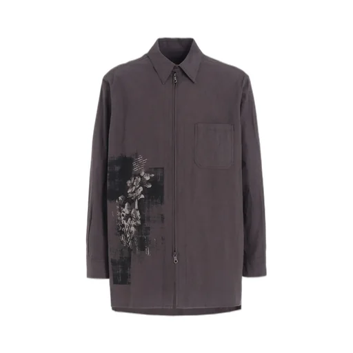 Poisonous Flower Print Zip Shirt