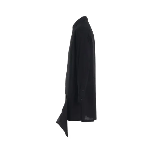 Asymmetric Cutwork Embroidery Light Twill Shirt