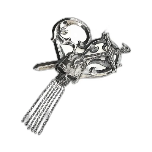 Silver950 Scull Heart Dagger Pendant