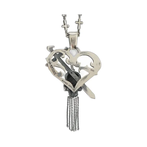 Silver950 Scull Heart Dagger Pendant