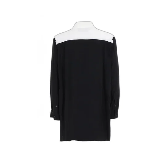 Rayon Monochrome Panel Tuck Collar Shirt