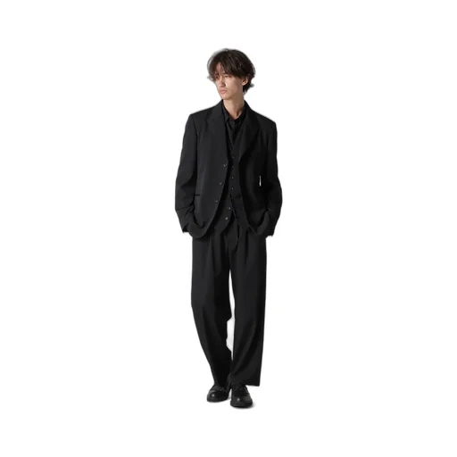 Wool Gabardine Peacked Lapel 2-Button Jacket