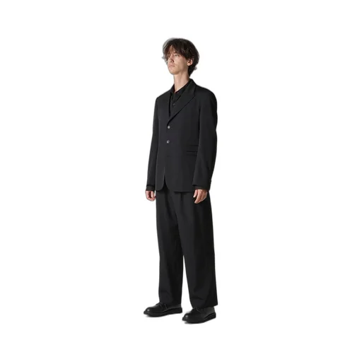 Wool Gabardine Peacked Lapel 2-Button Jacket