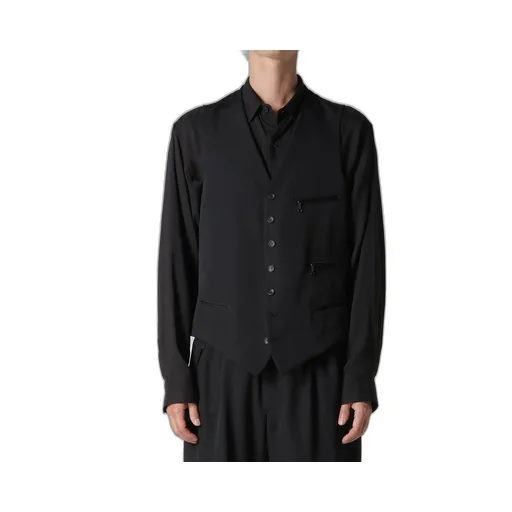 Wool Gabardine Zip Pocket Vest