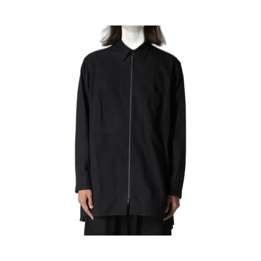 Cotton Flannel Chain Stitch Front Zip Shirt