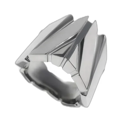 Sv/Bk Rhodium Struced Ring Sv