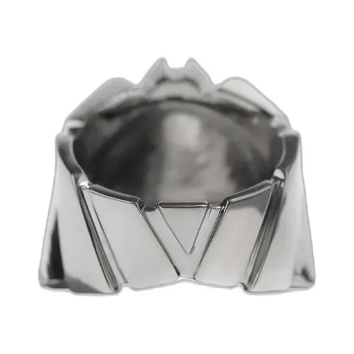 Sv/Bk Rhodium Struced Ring Sv