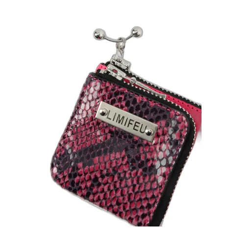 Croc+ Snake Embossed Leather W Small Wallet