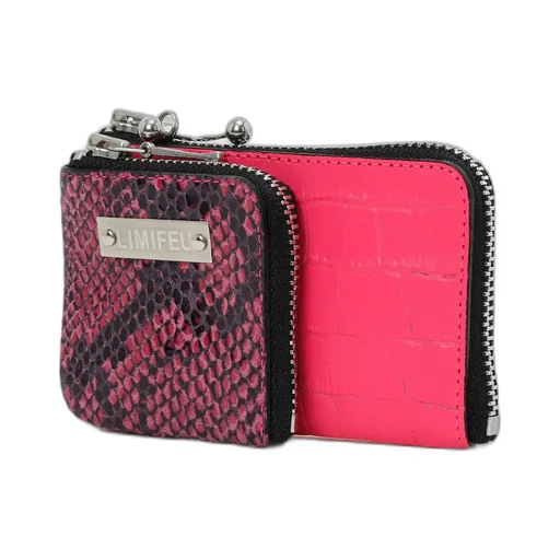 Croc+ Snake Embossed Leather W Small Wallet
