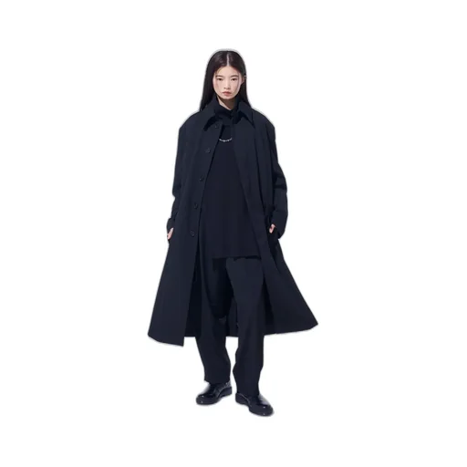 Washer Wool Gabardine Stand Collar Coat