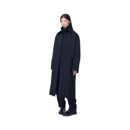 Washer Wool Gabardine Stand Collar Coat