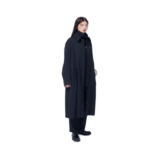 Washer Wool Gabardine Stand Collar Coat