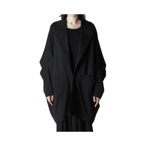 Wool Gabardine Elbow Patch Long Jacket