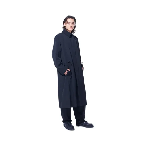 Washer Wool Gabardine Stand Collar Coat