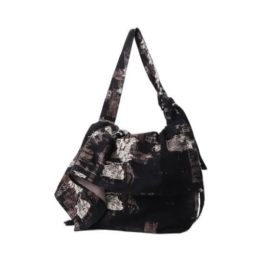 Patchwork Cut Jacquard Draped Shoulder Bag