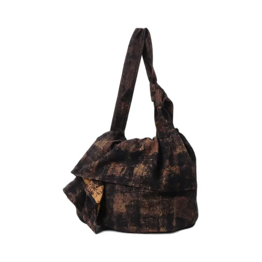 Check Jacquard Draped Shoulder Bag