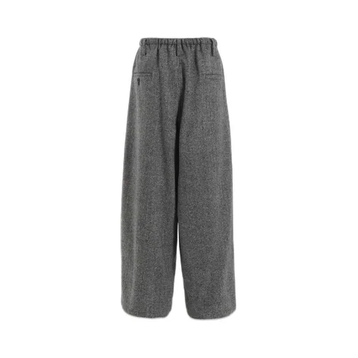 Herringbone Tweed Waist-String Wide Pants