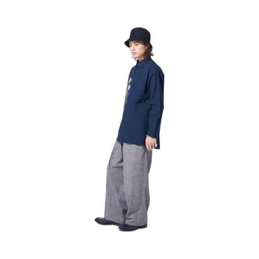 Herringbone Tweed Waist-String Wide Pants